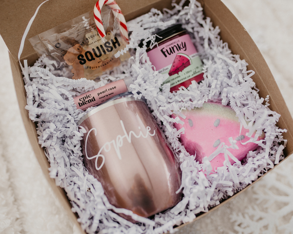 funky pink personalized gift box